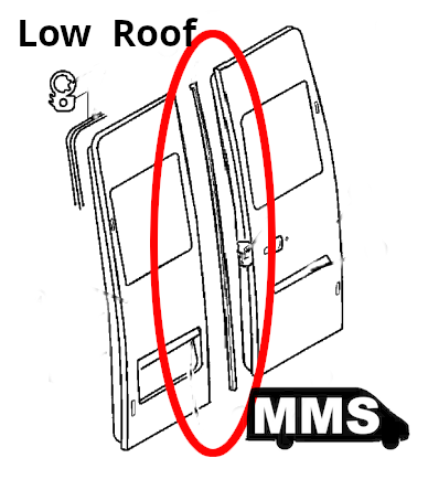 T1N Rear Door Center Seal, LOW ROOF (2001-06 Vans)