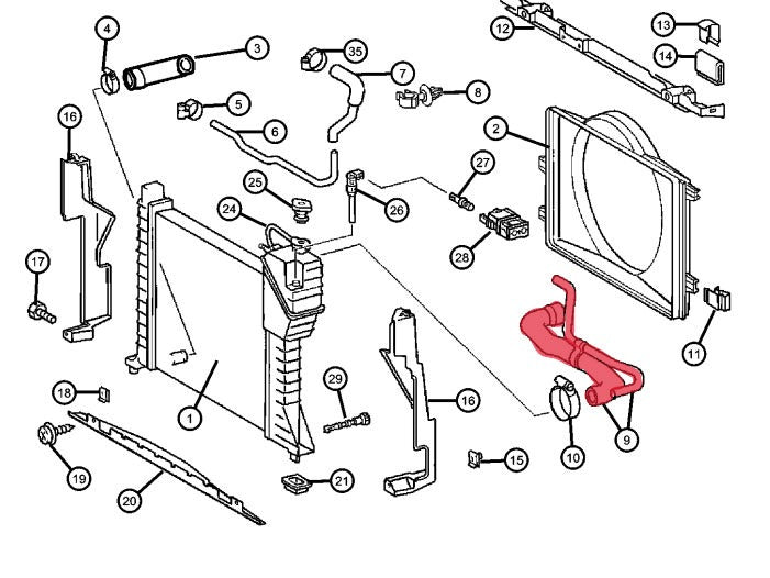 T1N Cooling Hoses, Silicone MMS #1A & #1B, Upper Radiator Hose (2001-2006 Vans)[OM647+OM612]