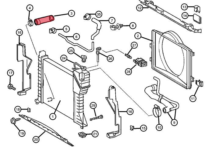 T1N Cooling Hose, Silicone MMS #3, Lower Radiator Hose (2004-2006 Vans)[OM647]