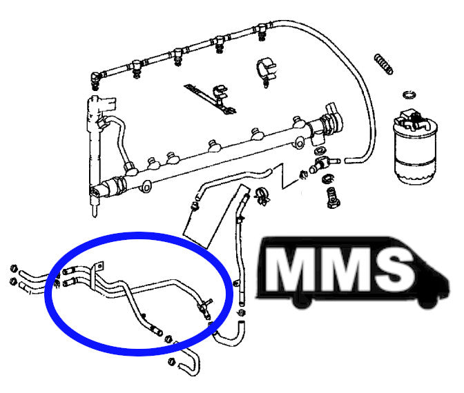 T1N Hard Fuel Lines, From Filter to HPFP then Back to Tank (2002-06 Vans)[OM647] Fuel Delivery (T1N) MMS HQ