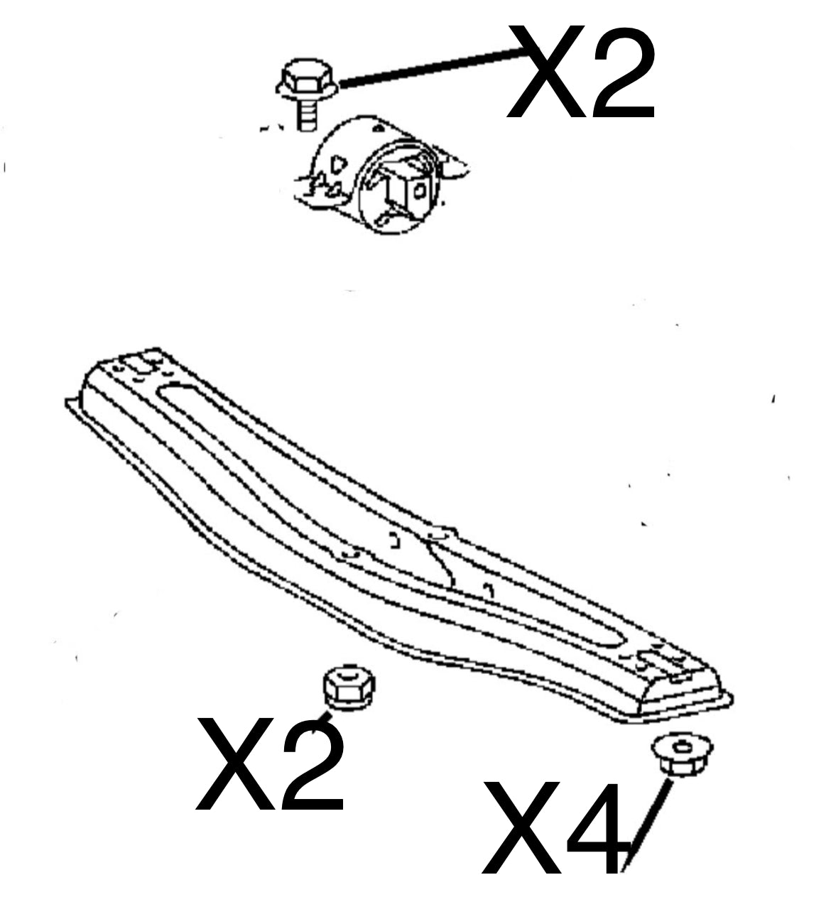 T1N Transmission Crossmember Fastener Kit Million Mile Sprinter
