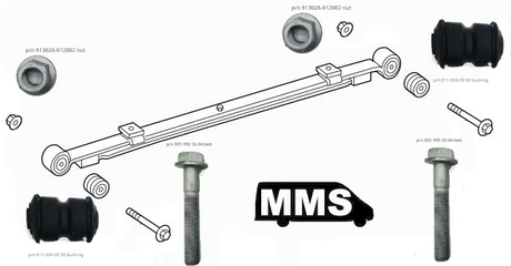 T1N Rear Leaf Spring Bushing Kit, MB (2002-06 Vans) Suspension & Steering (T1N) MMS HQ