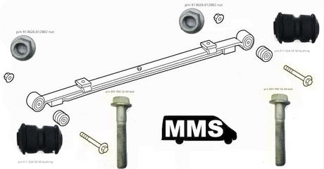 T1N Bolt, One for Rear Leafspring, MB (2002-06 Vans) Suspension & Steering (T1N) MMS HQ