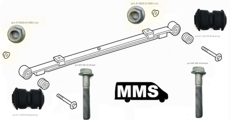 T1N Nut, One for Rear Leafspring, MB (2002-06 Vans) Suspension & Steering (T1N) MMS HQ
