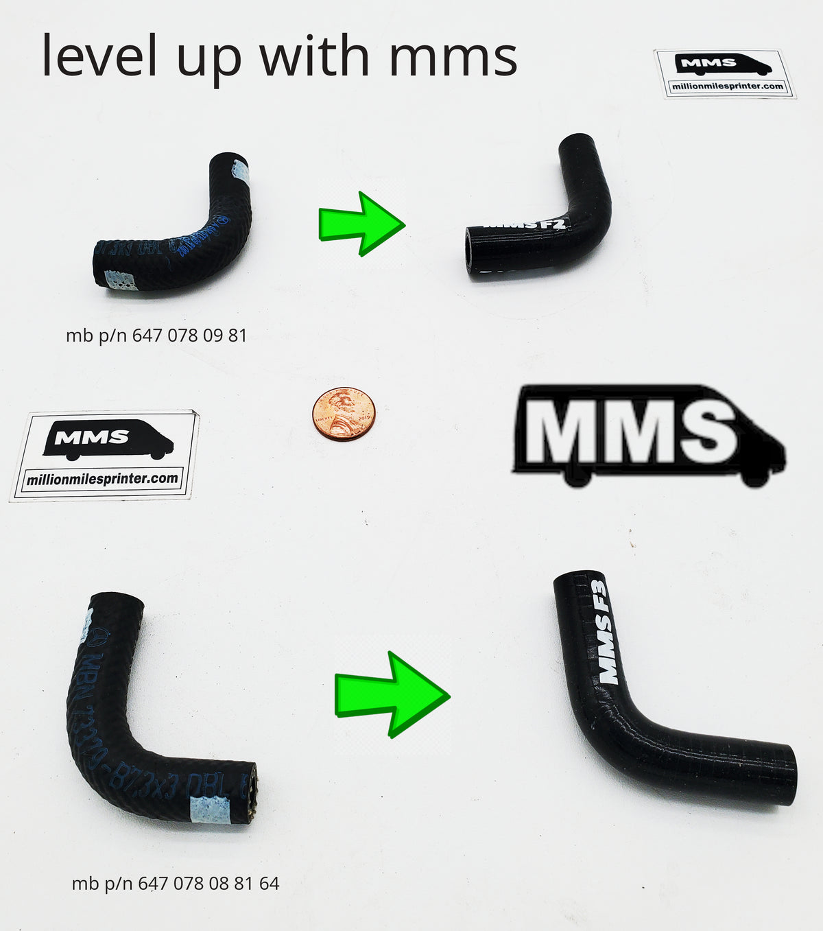 T1N Fuel Elbow Hose Kit, MMS #F2 & #F3 with clamps (2004-06 Vans)