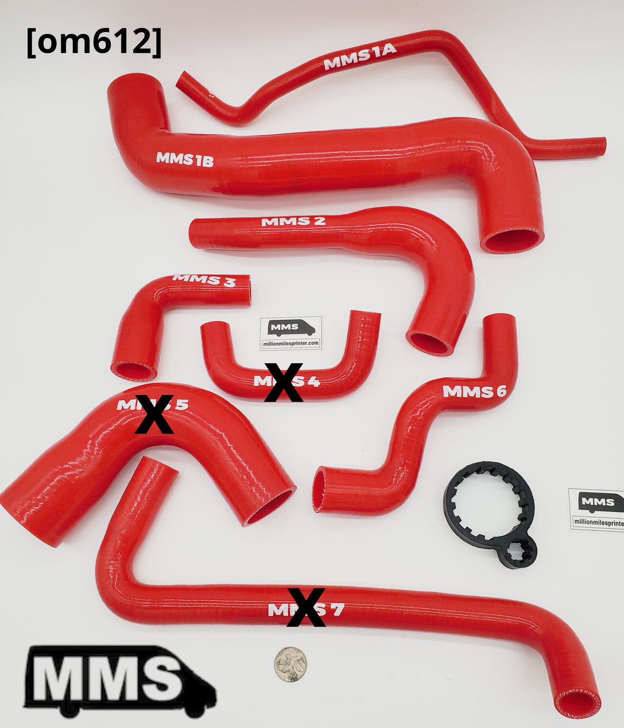 T1N Cooling Hose Kit, Silicone MMS (2002-2003 Vans)[OM612]