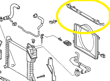 T1N Bracket for Condenser & Radiator Fan, Top of Radiator (2001-06 Vans) Million Mile Sprinter