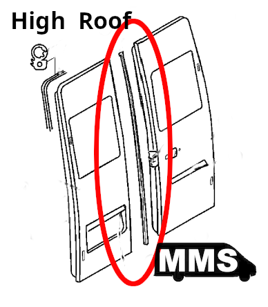 T1N Rear Door Center Seal, HIGH ROOF (2001-06 Vans)