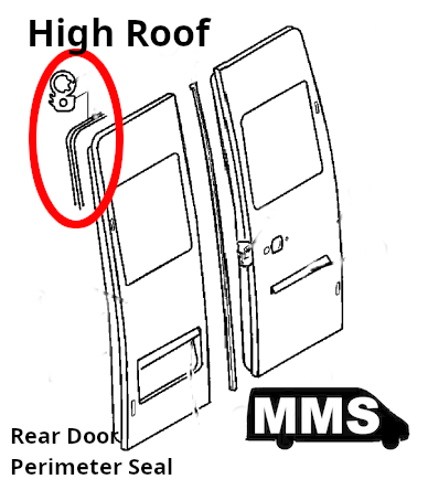 T1N Rear Door Seal, Perimeter, HIGH ROOF (2001-06 Vans)